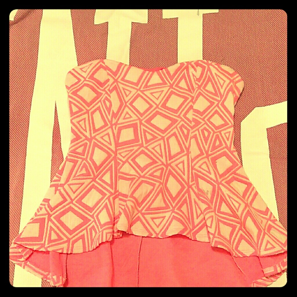 Electric pink strapless top